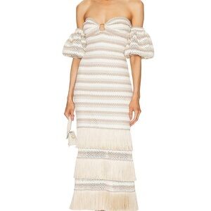 PatBO Crochet Striped Midi Dress